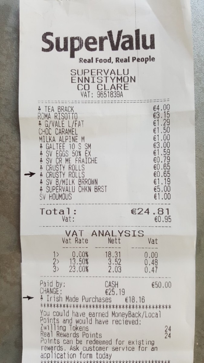 irish receipt
